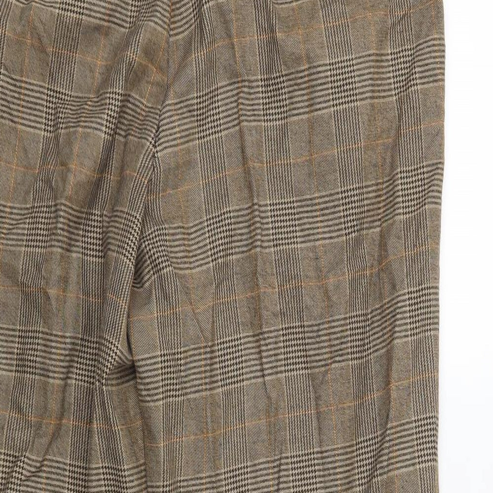 K.S Collection Womens Brown Check Trousers Size 14 L25 in
