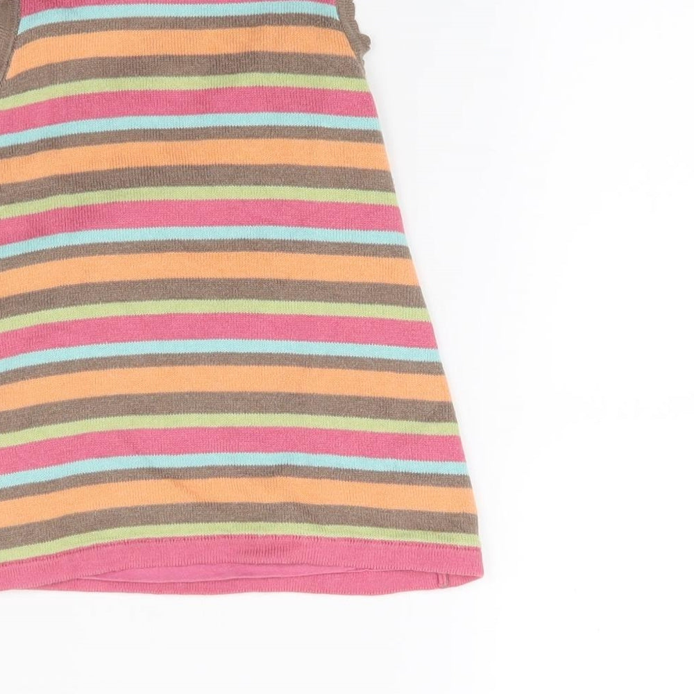 Mini moda Girls Multicoloured Striped Knit Jumper Dress Size 6-9 Months