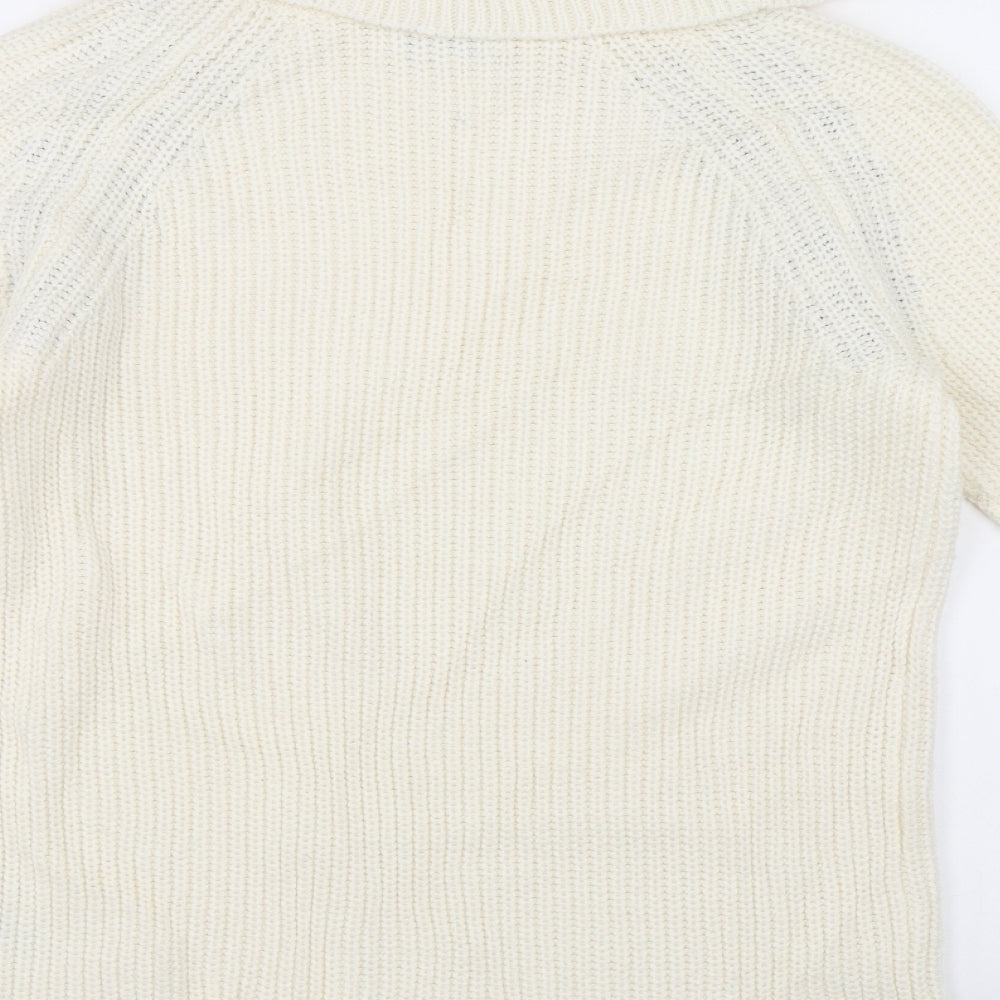 Papaya Womens White Pullover Jumper Size S