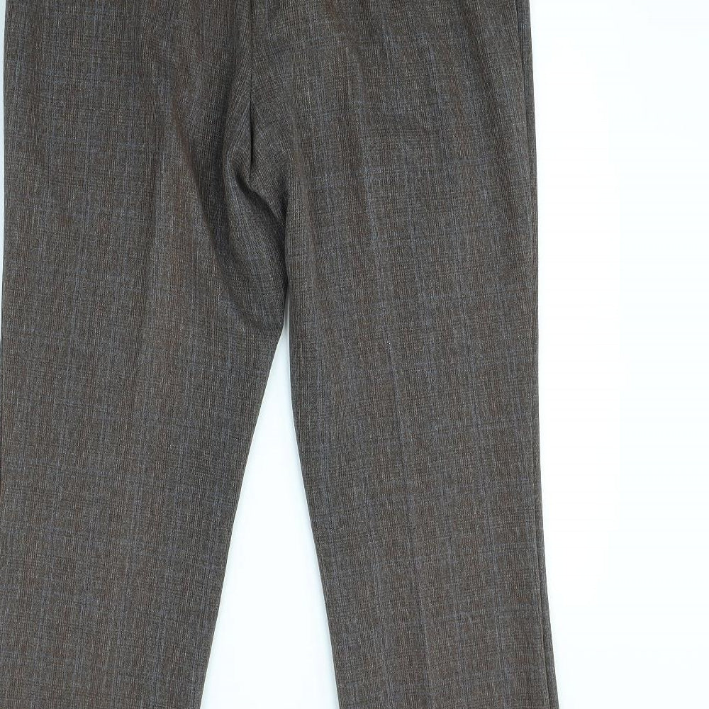 Mia Moda Womens Brown Trousers Size 14 L30 in