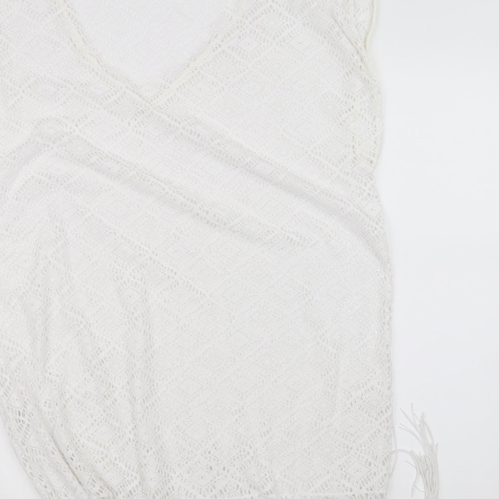 boutique Womens White Knit Basic T-Shirt Size S