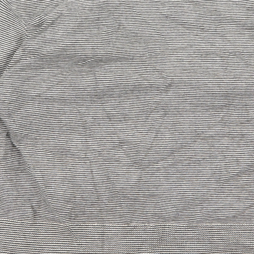 Linear Womens Grey Striped Cardigan Jumper Size M