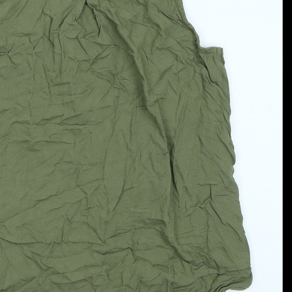 H&M Girls Green Basic Button-Up Size 9-10 Years