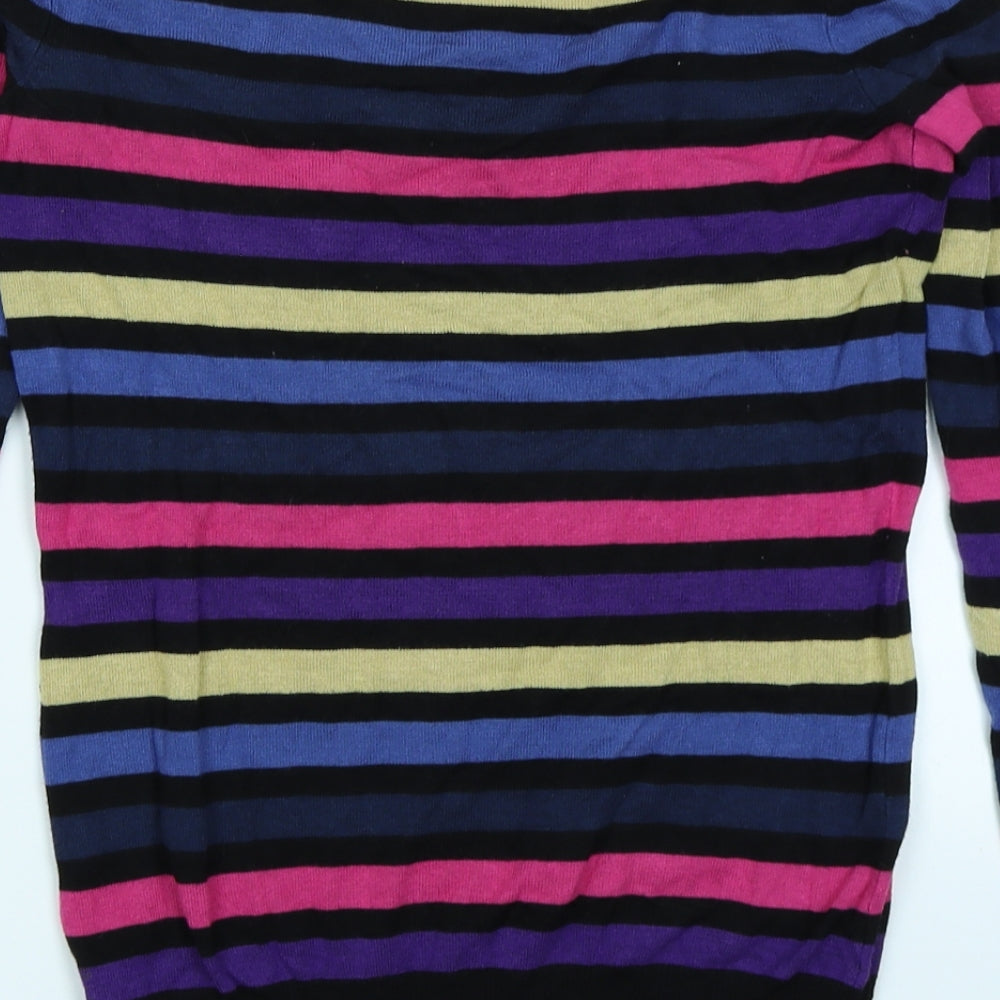 Dorothy Perkins Womens Black Striped Pullover Jumper Size 8