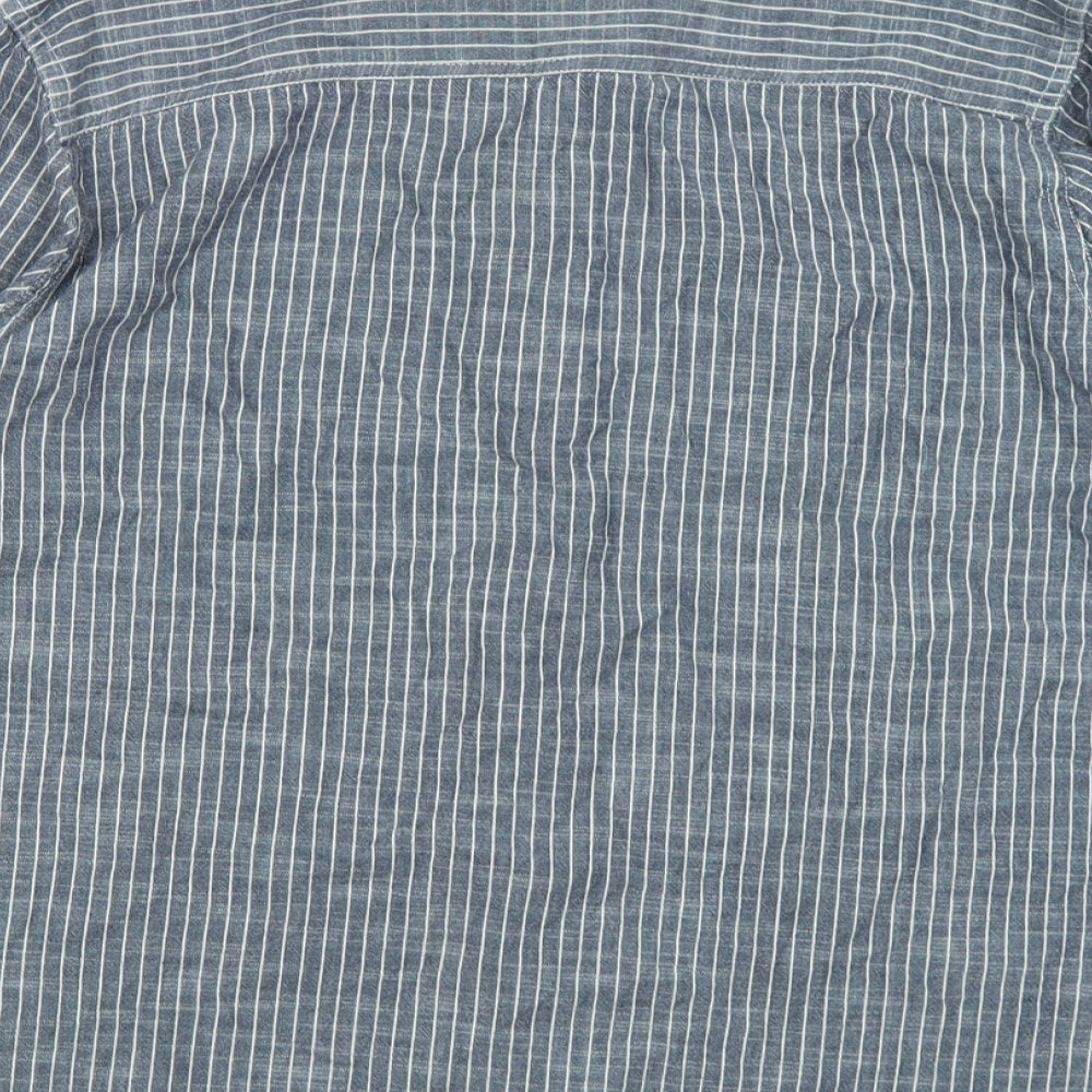 Peacocks Mens Grey Striped Button-Up Size M