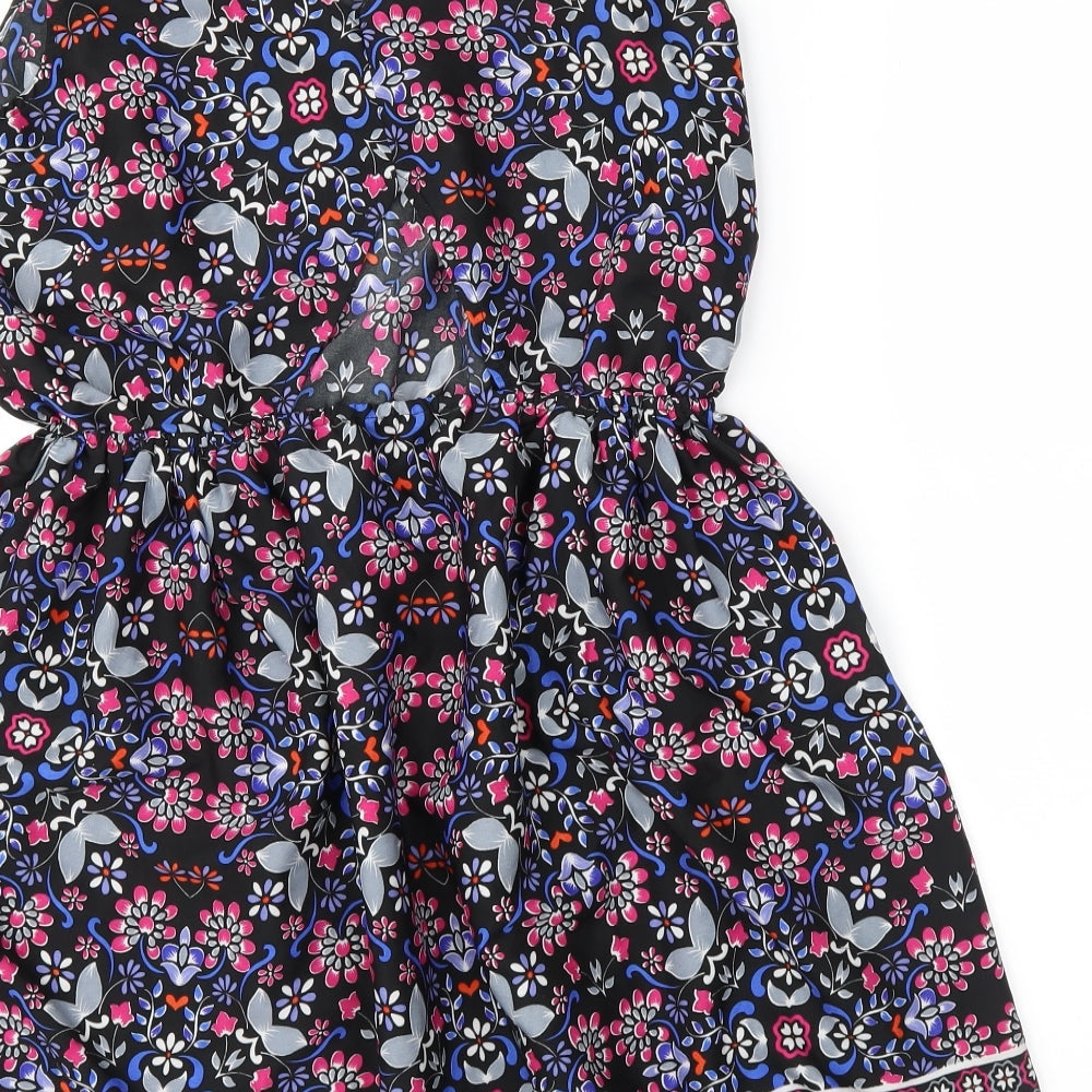 Preworn Womens Black Floral Fit & Flare Size 12