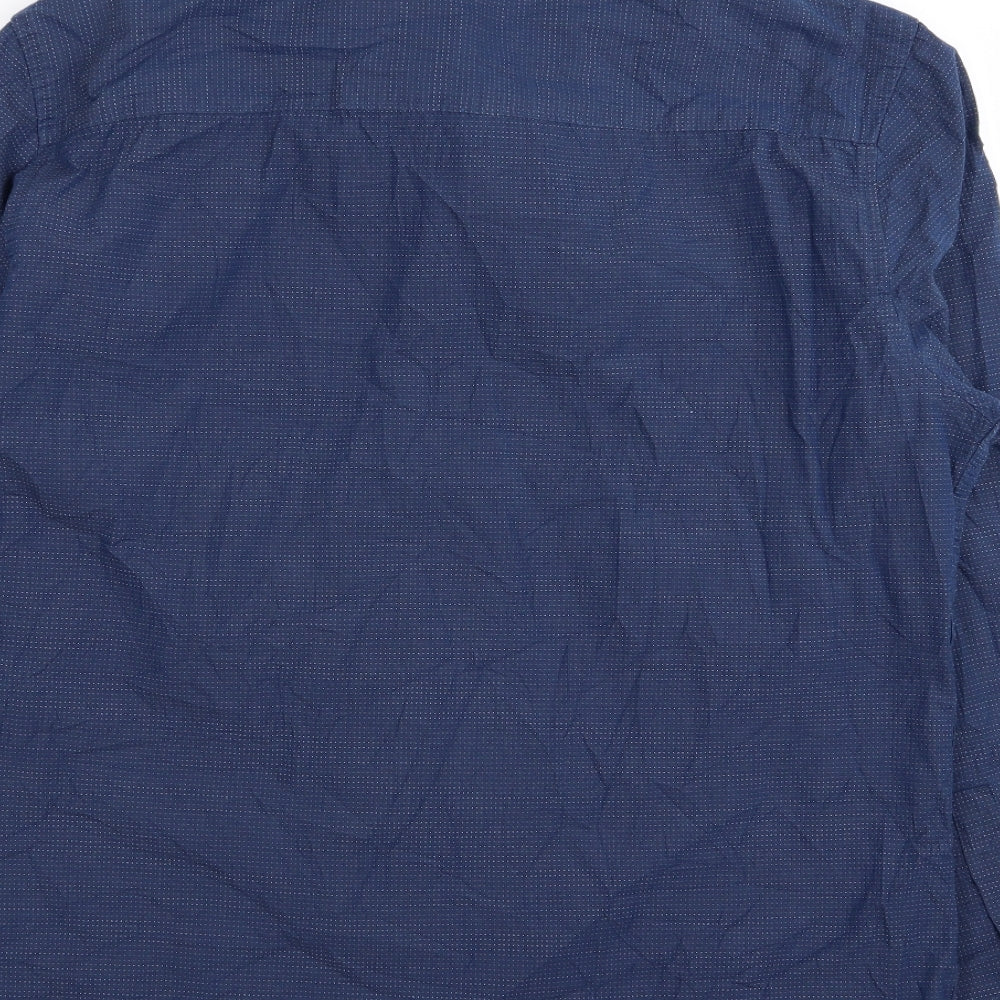 silver eight Mens Blue Button-Up Size L