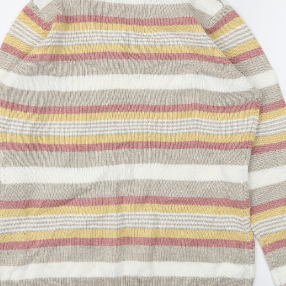 Isle Essentials Womens Multicoloured Striped Basic T-Shirt Size S