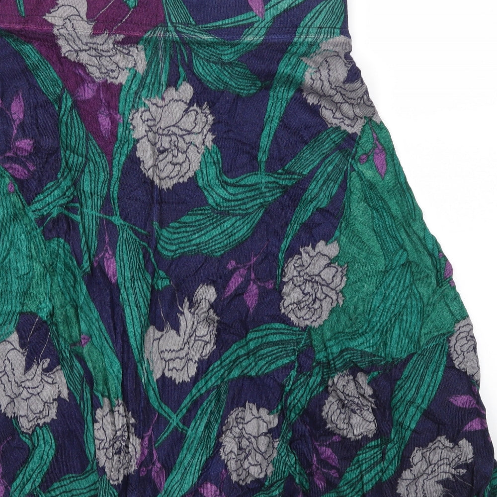 Preworn Womens Green Floral Flare Skirt Size 34 in