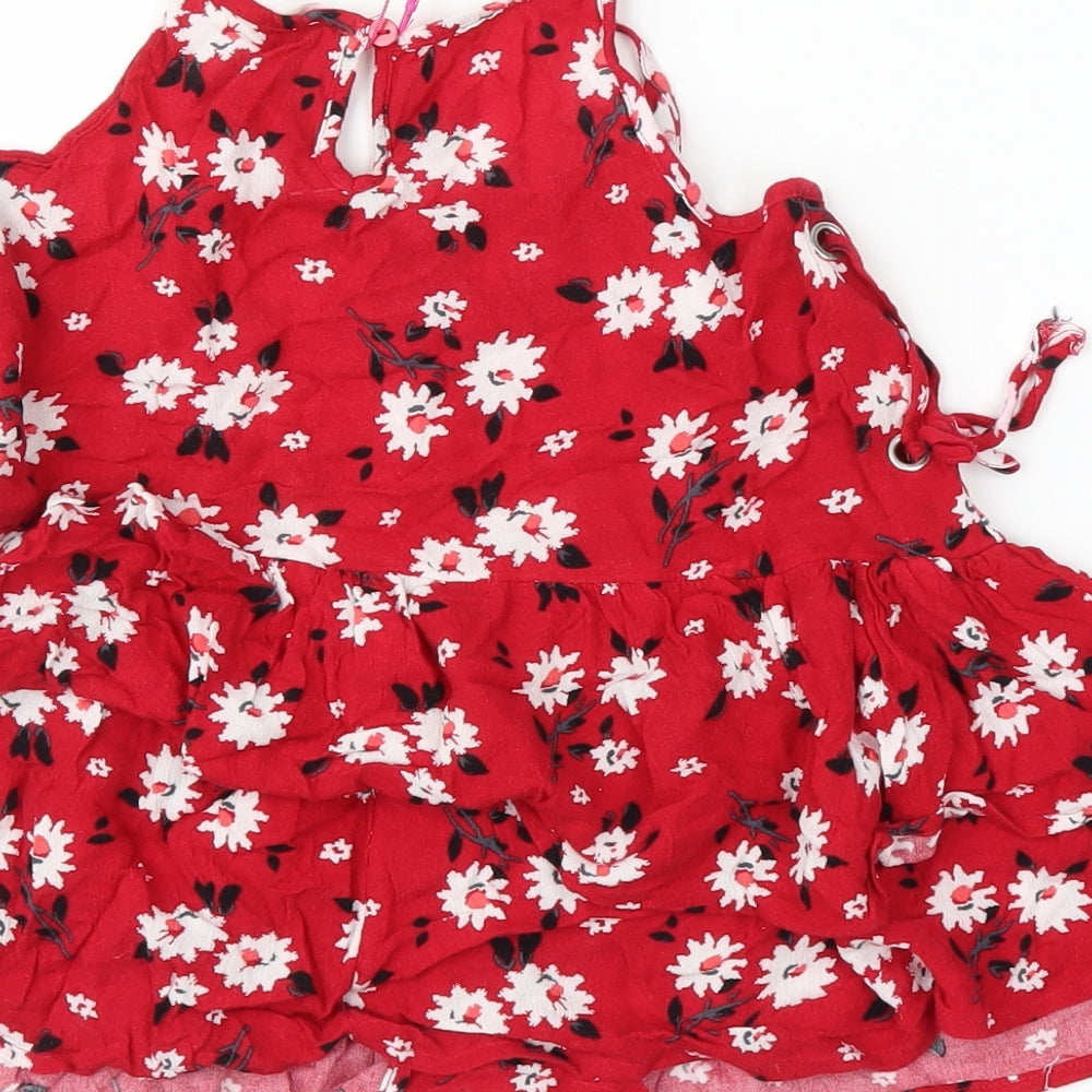 Matalan Girls Red Floral Basic Blouse Size 11 Years