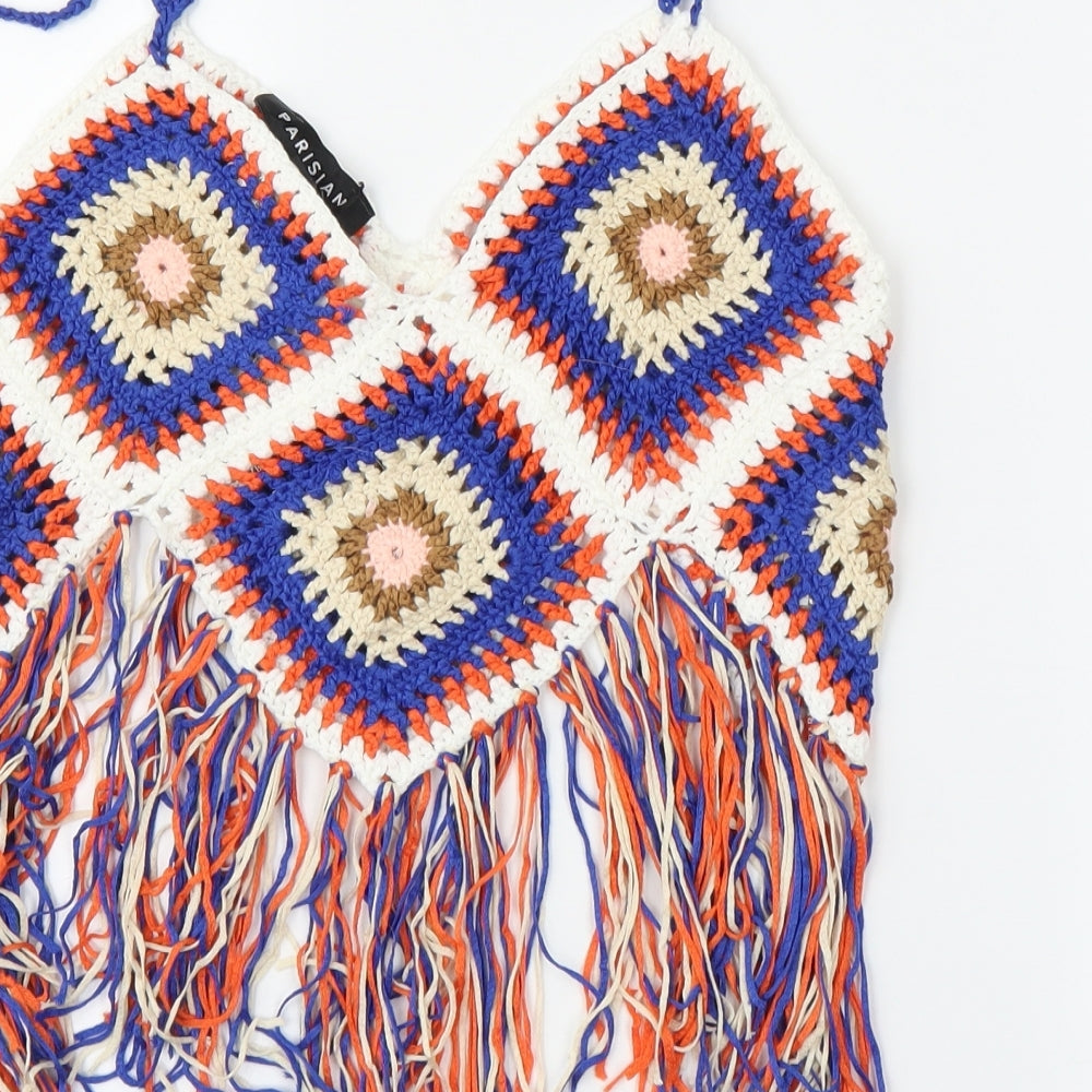 Parisian Womens Multicoloured Geometric Camisole Blouse Size M - Cropped