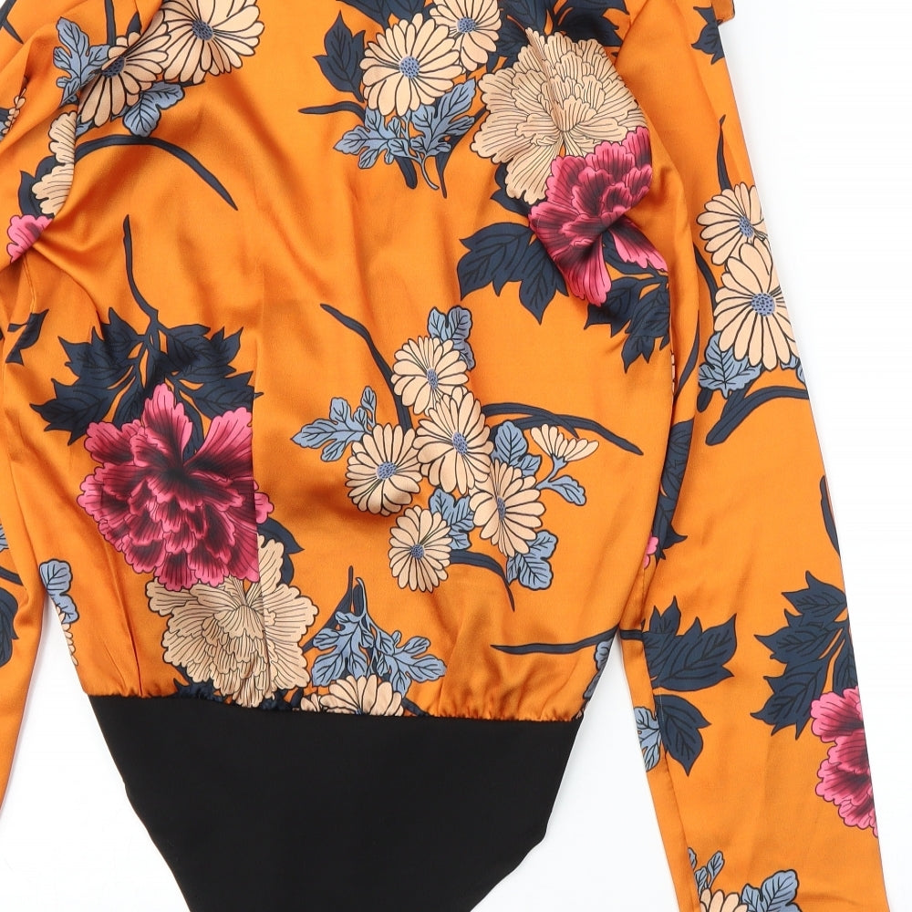 Preworn Womens Orange Floral Leotard One-Piece Size M