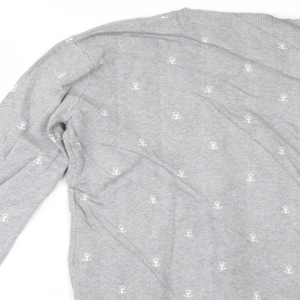 Pull&Bear Womens Grey Geometric Pullover Jumper Size M
