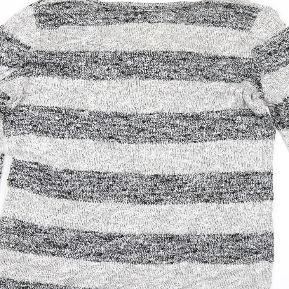 New Look Womens Grey Striped Pullover Jumper Size 8