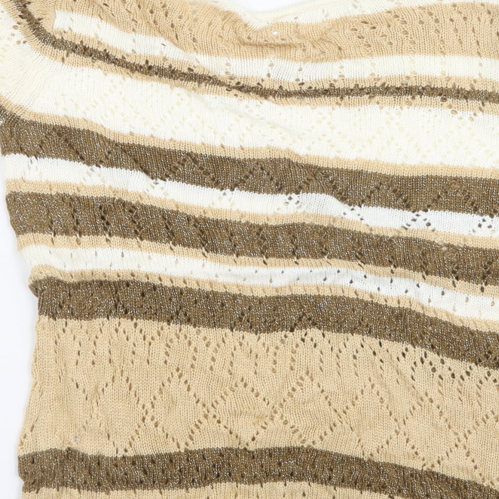 Preworn Womens Brown Striped Knit Pullover Jumper Size 12