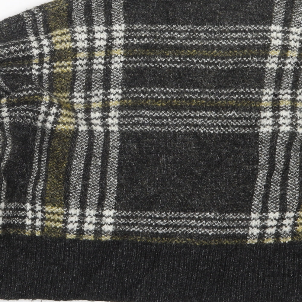 New Look Womens Grey Check Knit Pullover Jumper Size S