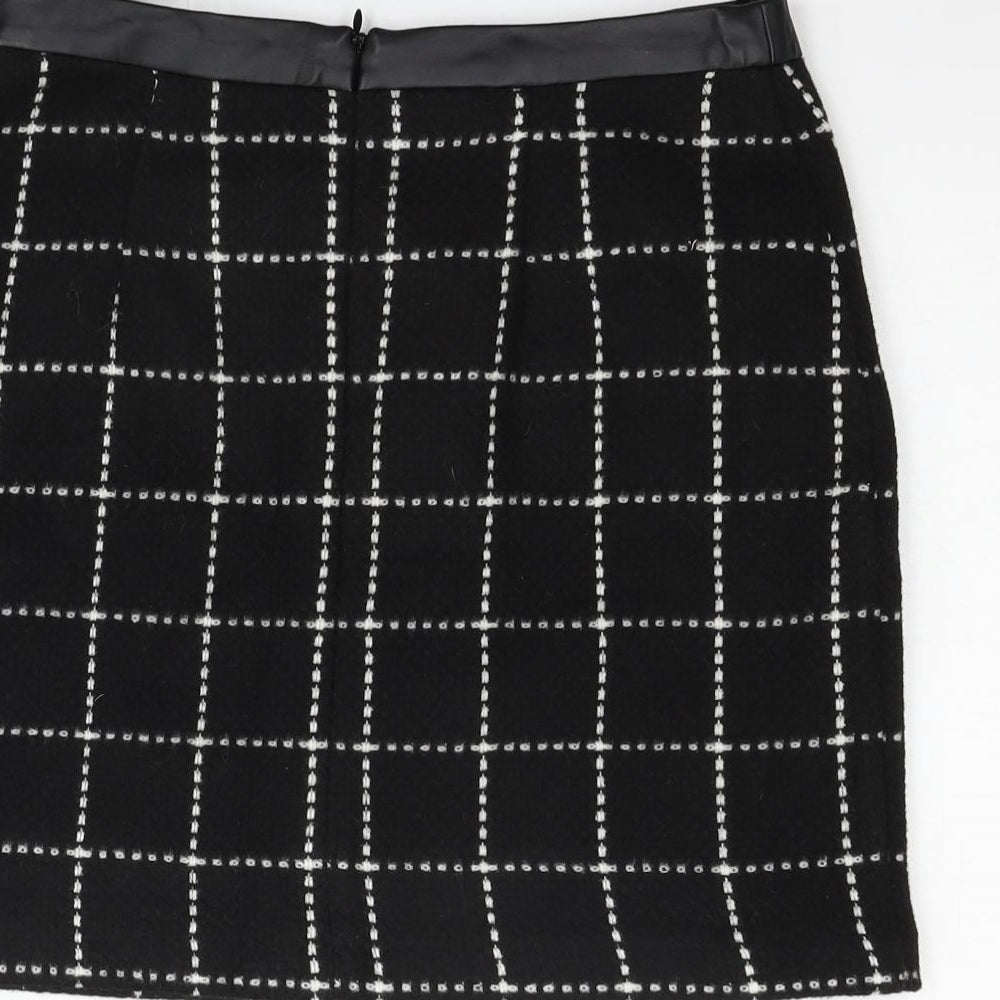 George Womens Black Check Flare Skirt Size 8
