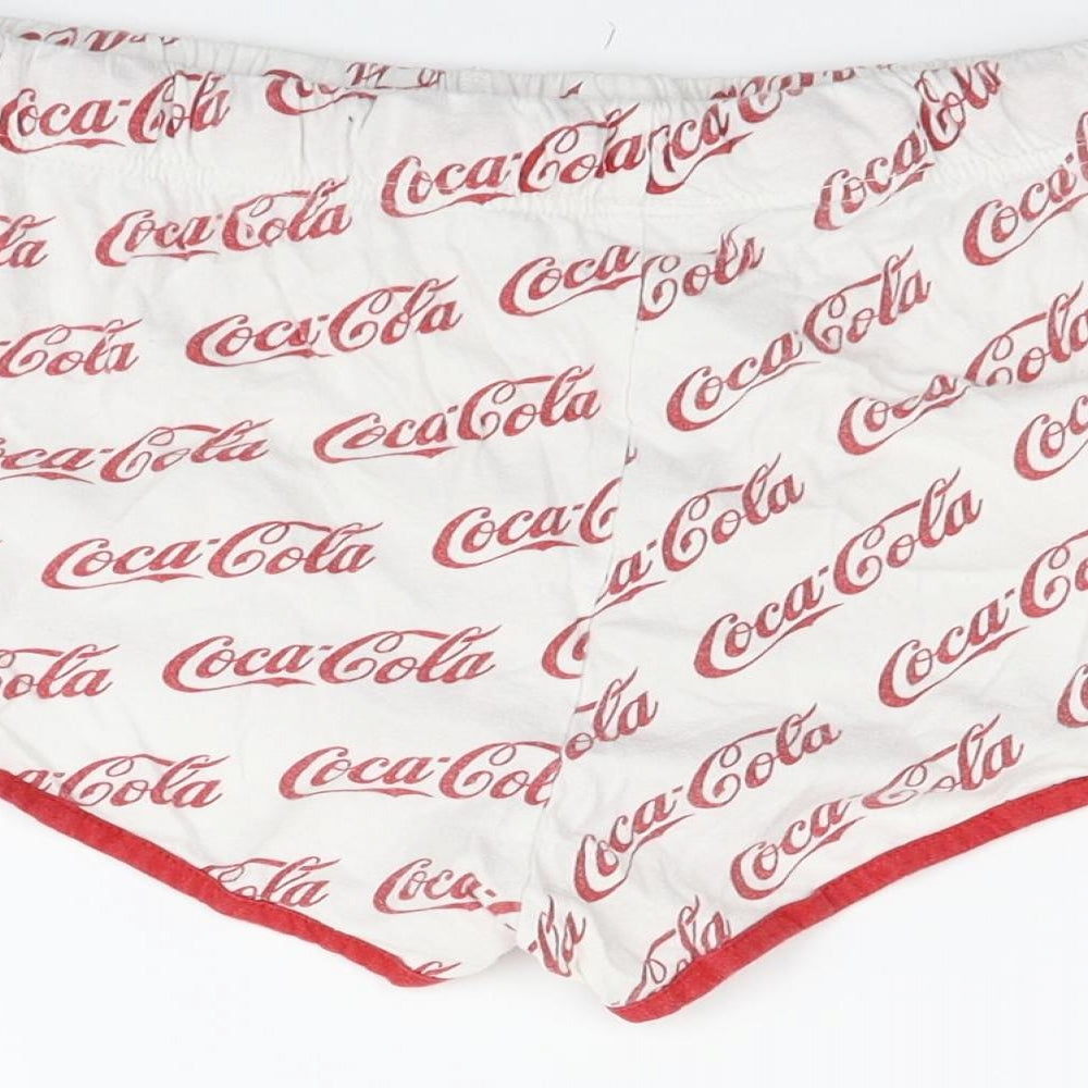 LOVE TO LOUNGE Womens White Solid Lounge Pants Size M - coca cola