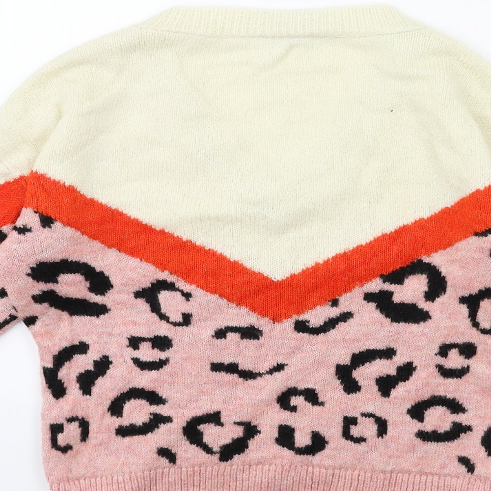 Primark Womens Pink Animal Print Pullover Jumper Size 6