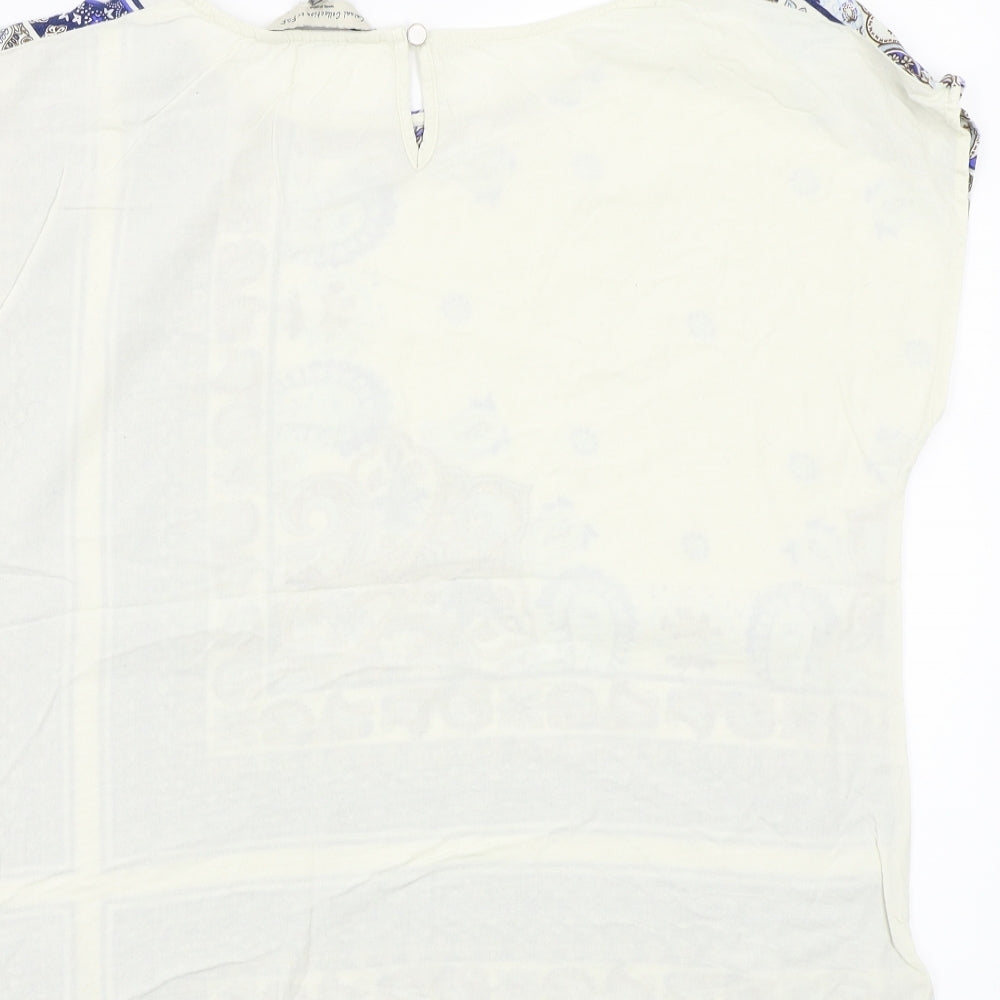 F&FF Womens White Paisley Basic Blouse Size 14