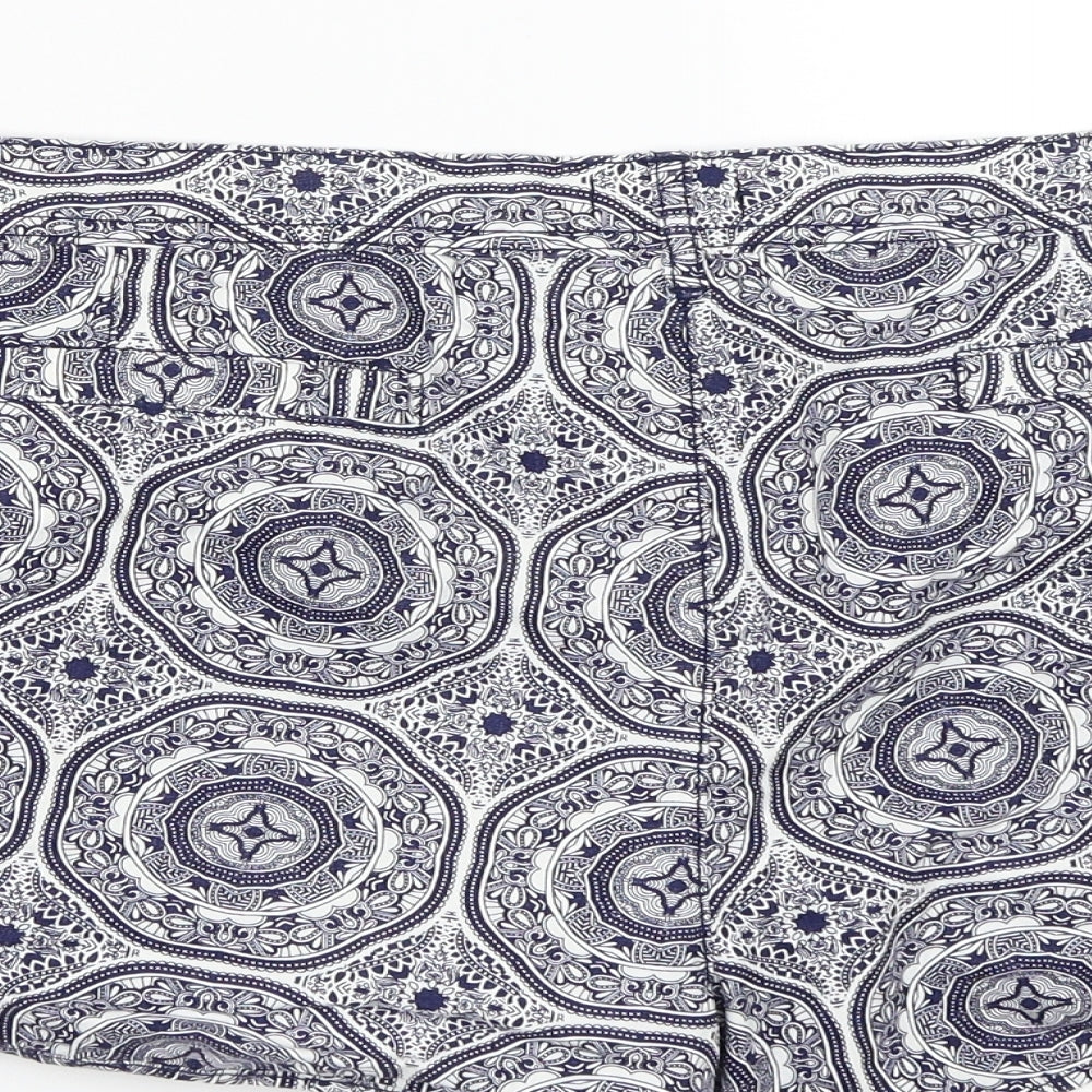 F&F Womens Blue Geometric Bermuda Shorts Size 20
