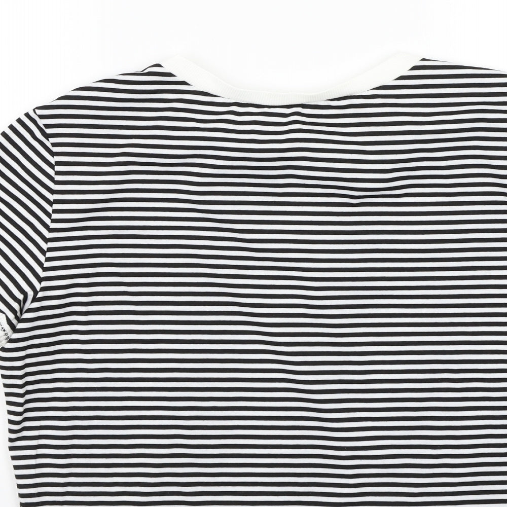 Preworn Womens White Striped Basic T-Shirt Size XL