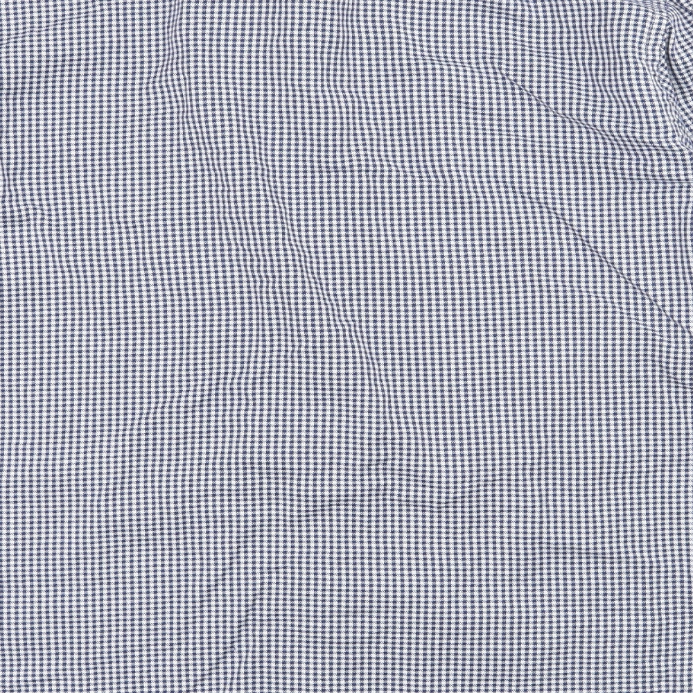 Marks and Spencer Mens Blue Check Button-Up Size L