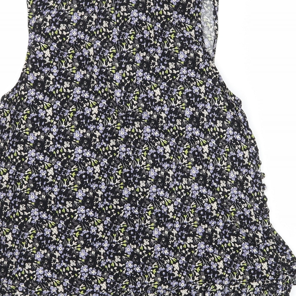 NEXT Womens Black Floral Basic Blouse Size 8