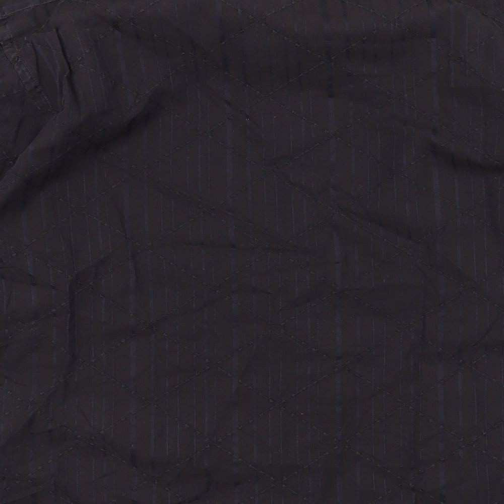 NEXT Mens Black Striped Button-Up Size L