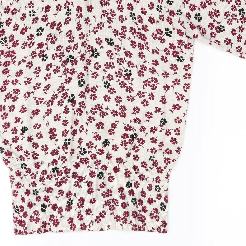 M&Co Womens Beige Floral Pullover Jumper Size 8