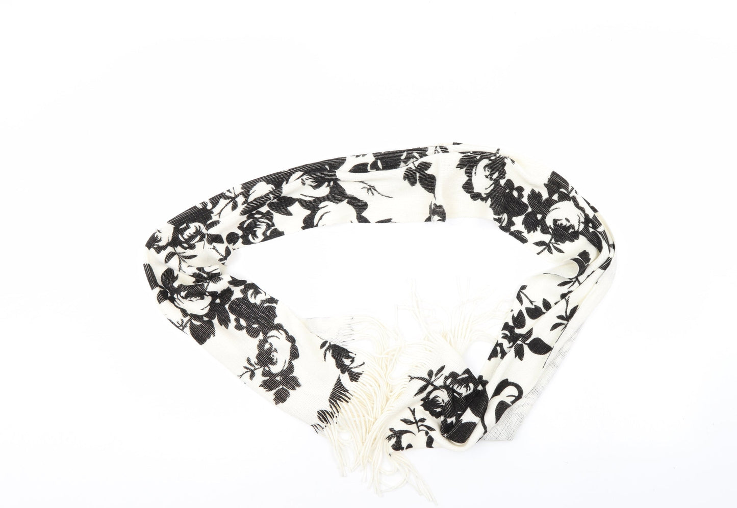 BM Womens White Floral Scarf