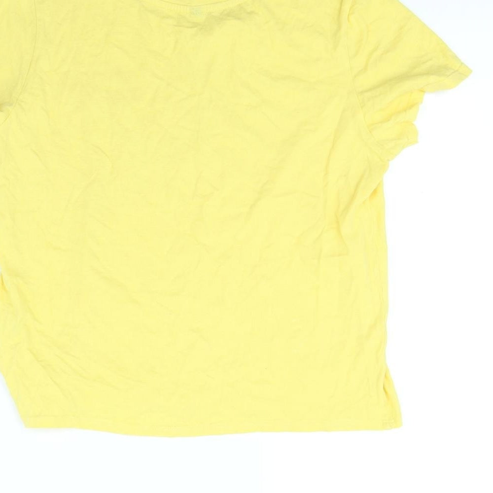 Sinsay Womens Yellow Cropped T-Shirt Size L