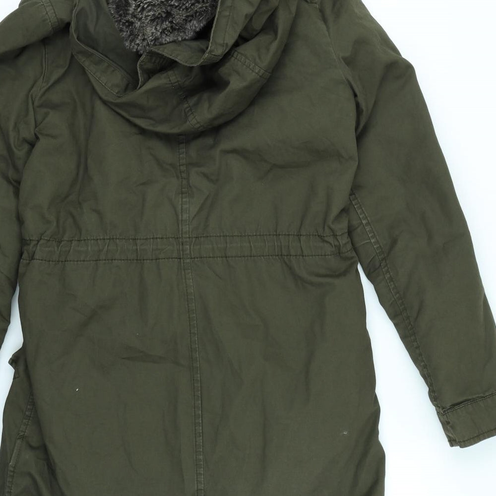 H&M Womens Green Rain Coat Coat Size 6
