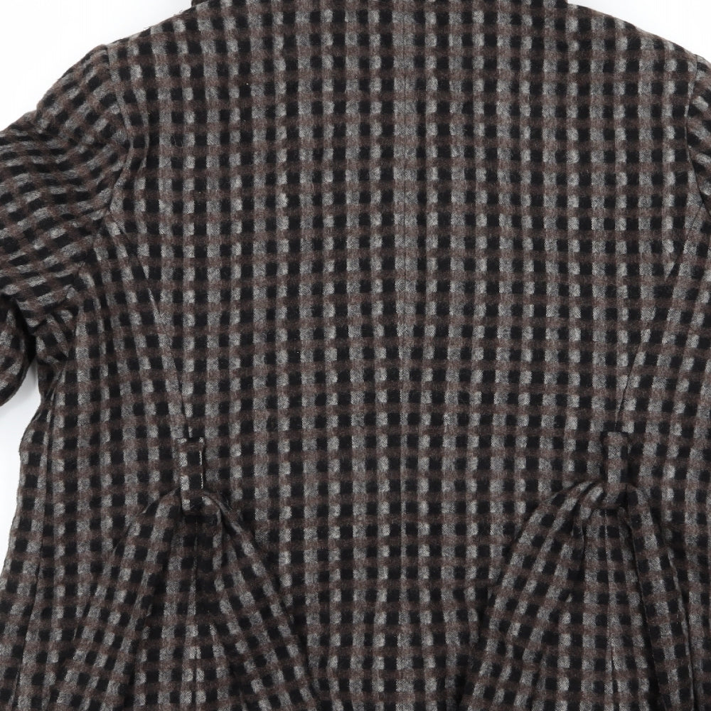 m&s Womens Brown Check Overcoat Jacket Size 14