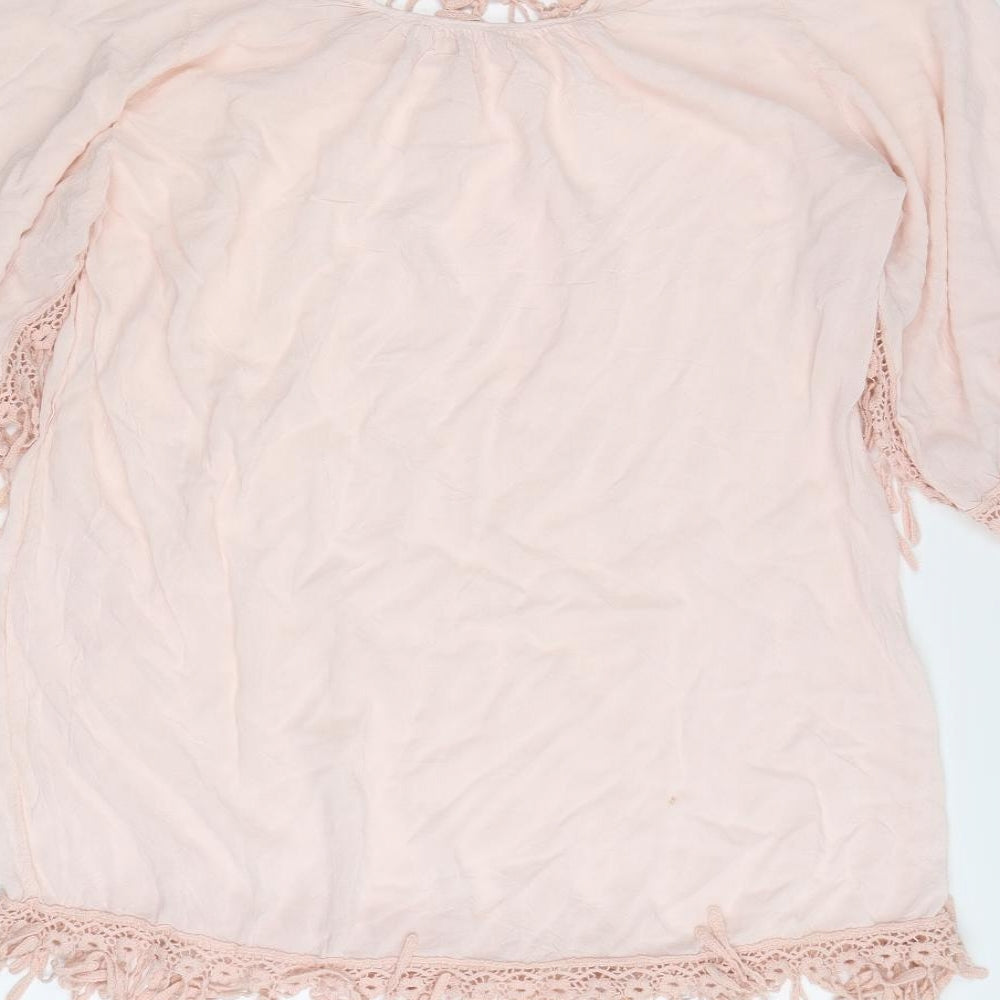 Preworn Womens Pink Basic Blouse Size L