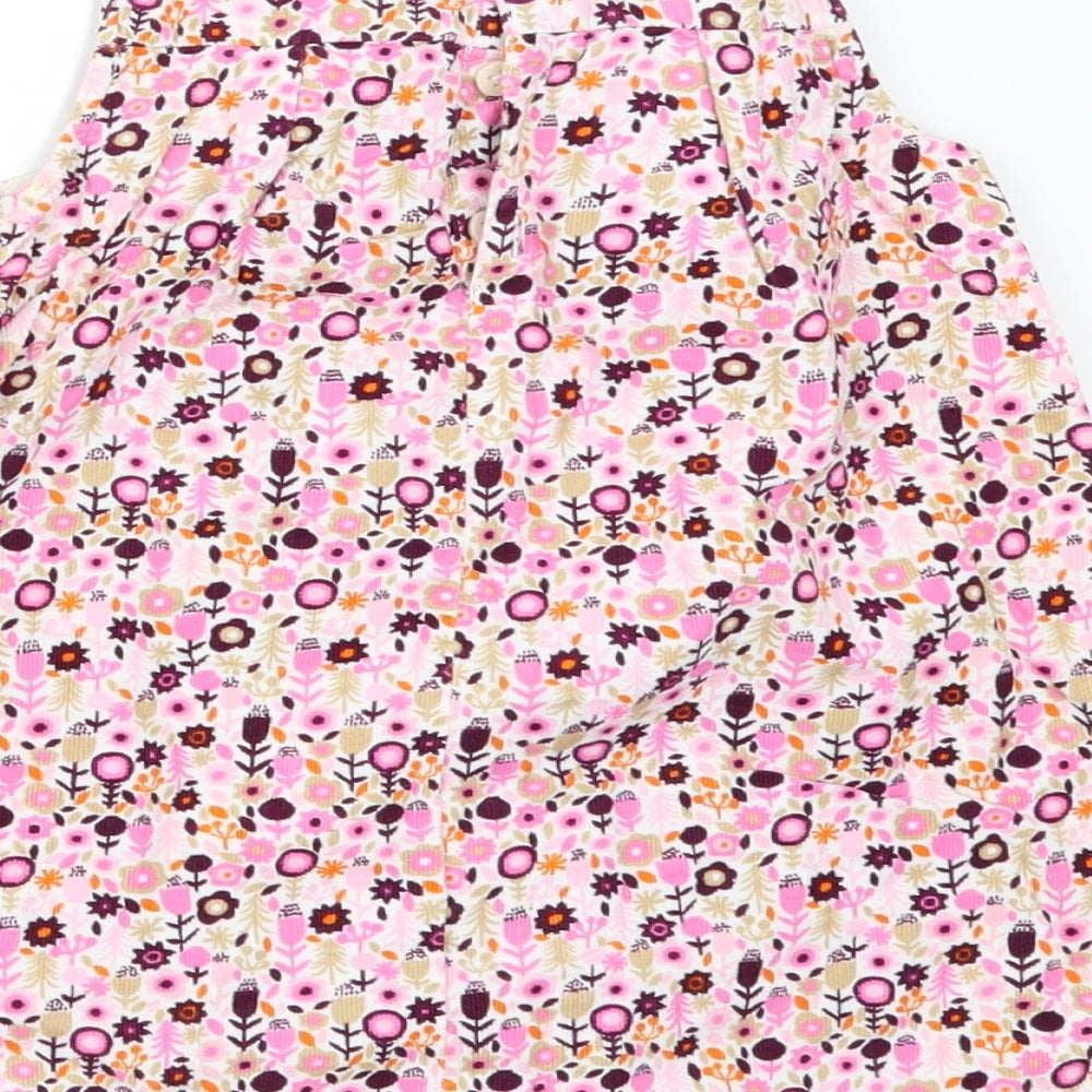 H&M Girls Pink Floral Corduroy Pinafore/Dungaree Dress Size 12-18 Months