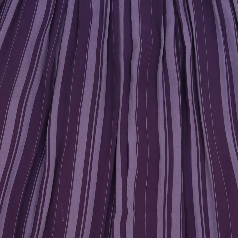 Preworn Womens Purple Striped Pleated Skirt Size L