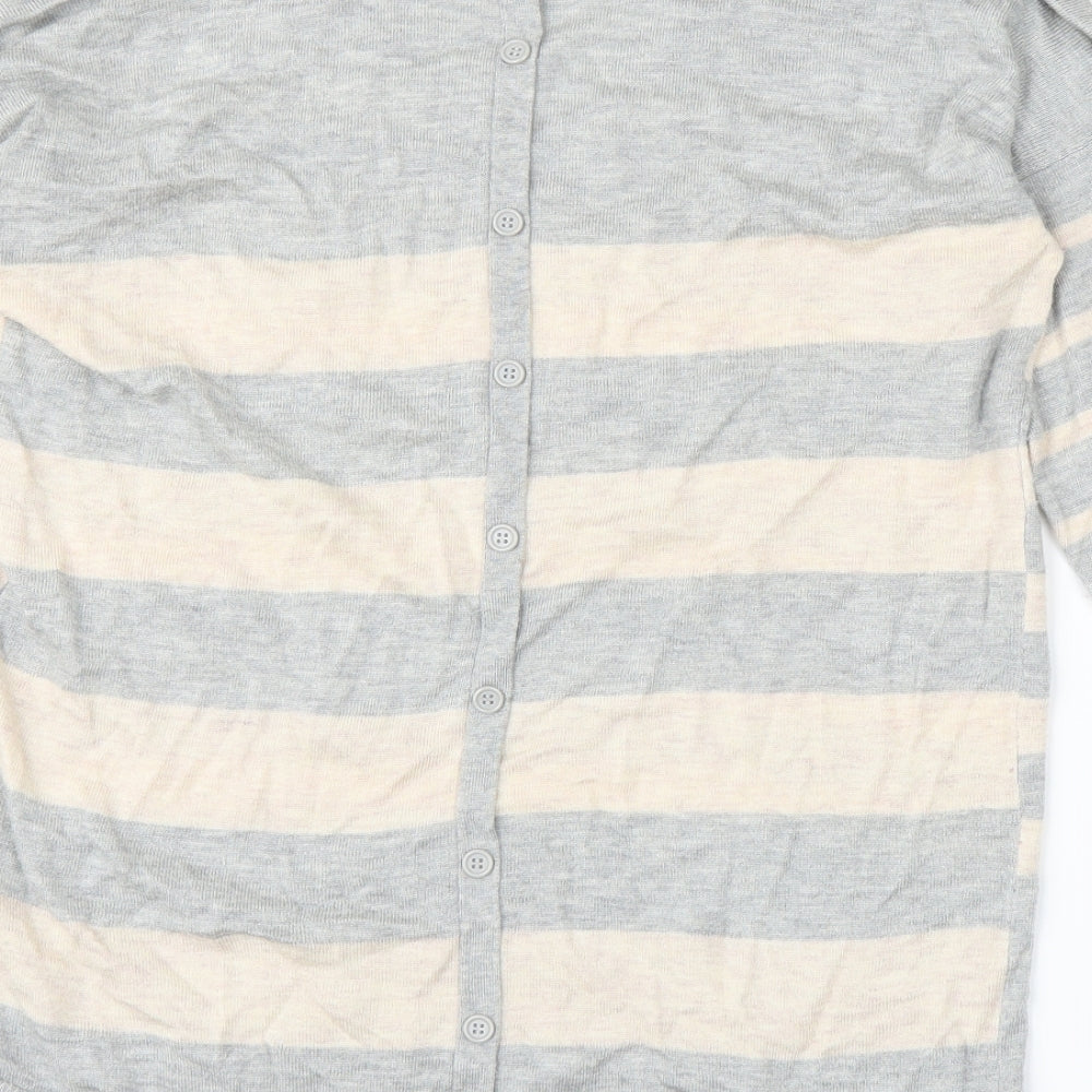 Oasis Womens Grey Striped Pullover Jumper Size M