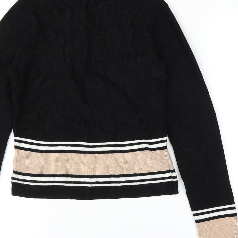 New Look Womens Black Striped Pullover Jumper Size 12