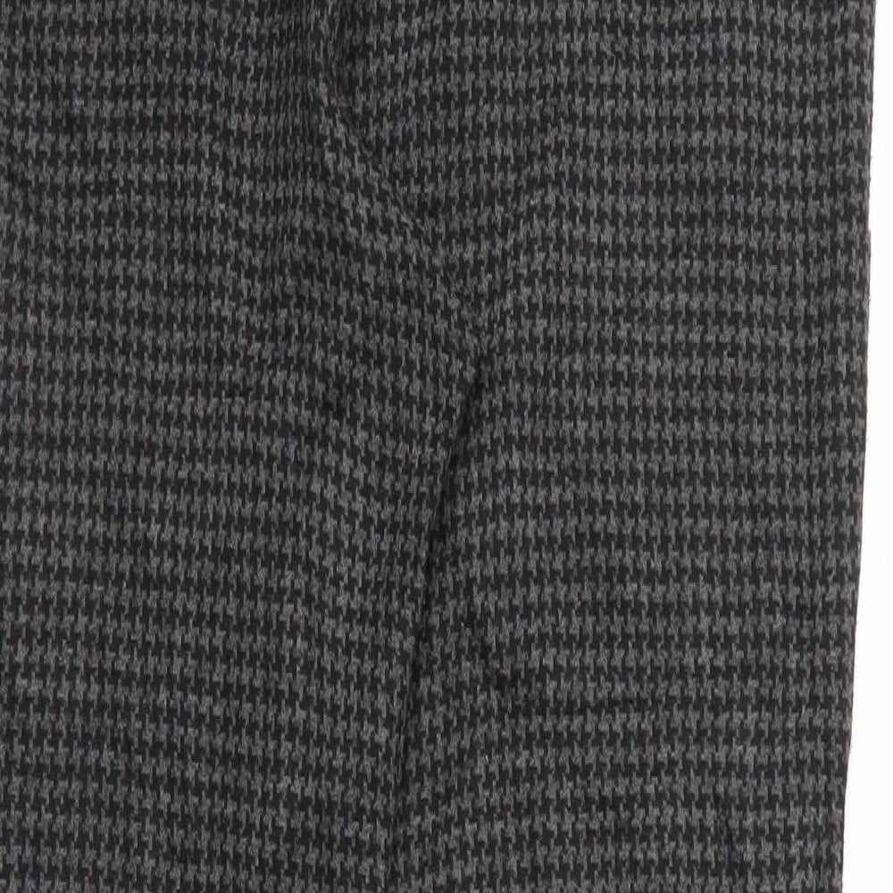Marks & Spencer Womens Black Argyle/Diamond Trousers Size 14 L29 in