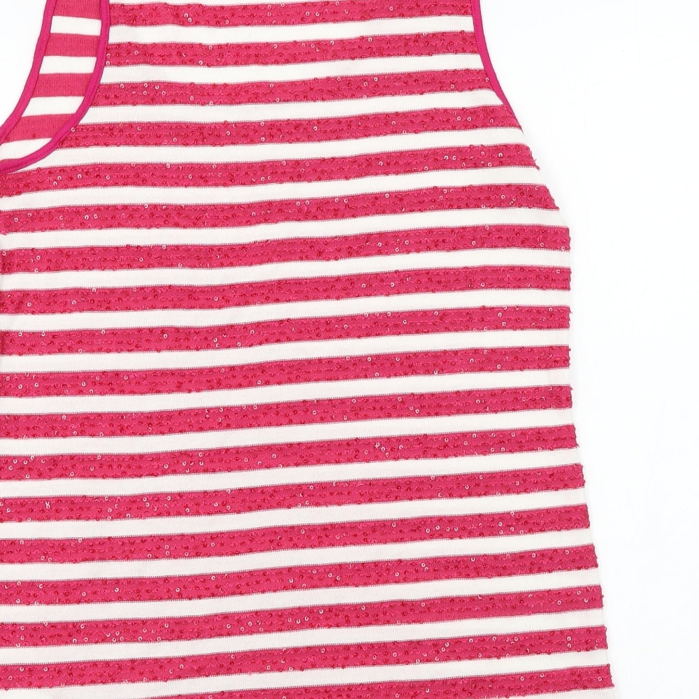 NEXT Womens Pink Striped Basic T-Shirt Size 10