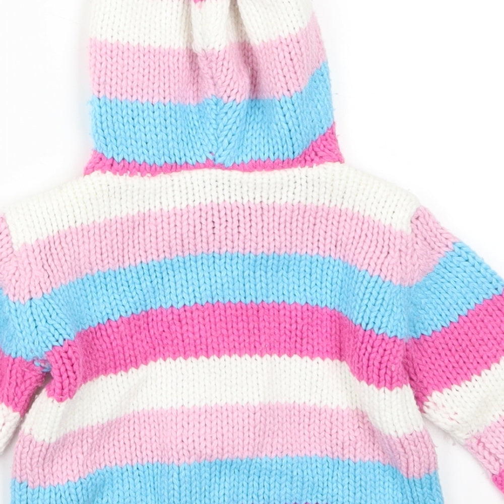 Zeb Girls Pink Striped Full Zip Jumper Size 6-9 Months - Blue