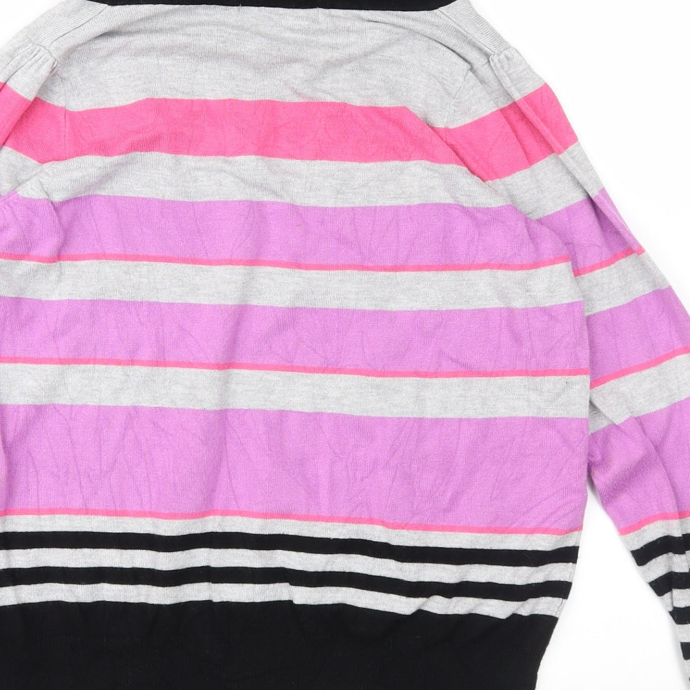 Marks and Spencer Womens Pink Striped Pullover Jumper Size 14