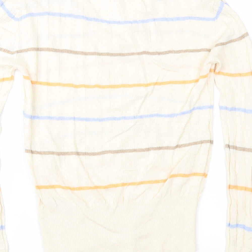 Marks & Spencer Womens Beige Striped Pullover Jumper Size XS