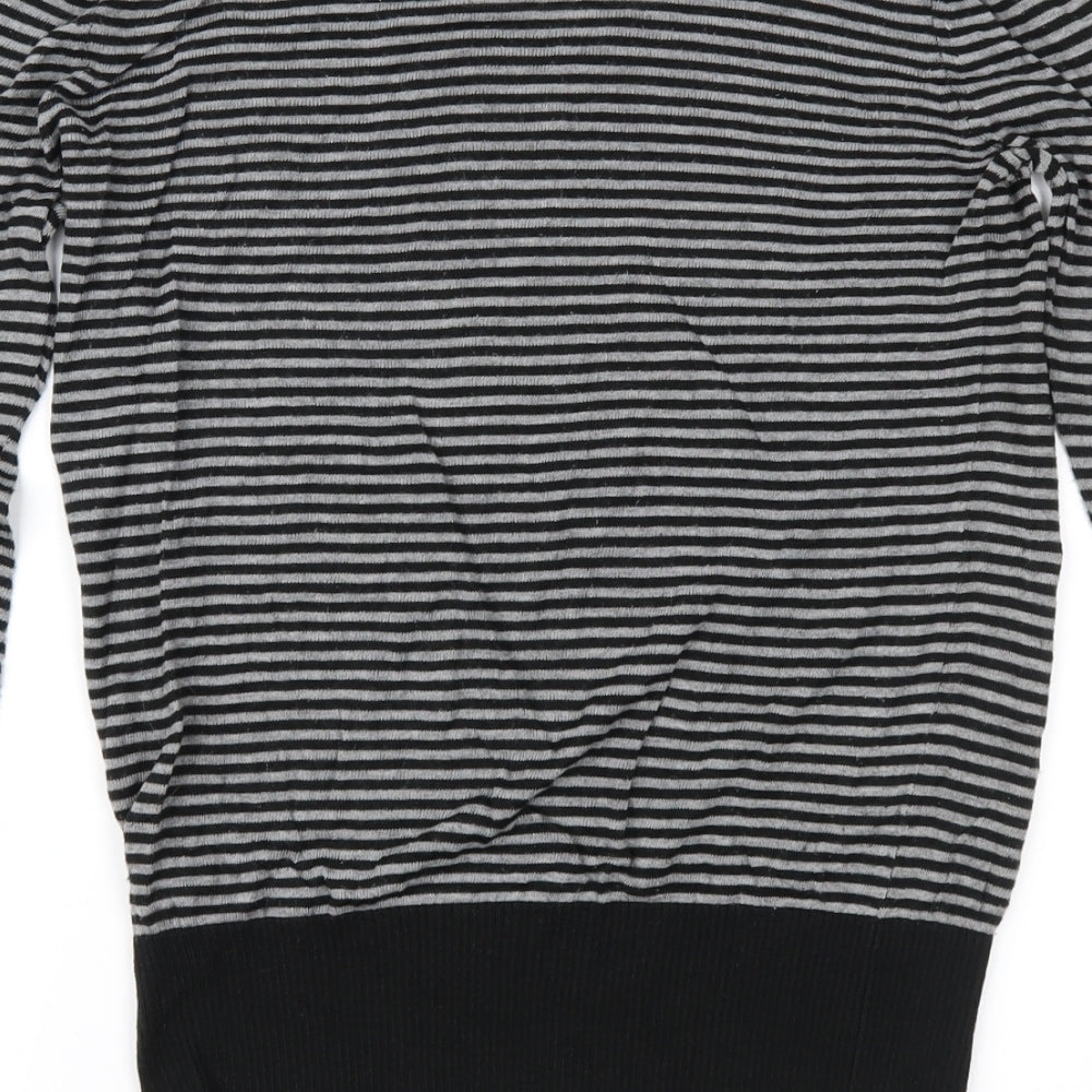 Cherry Womens Black Striped Pullover Jumper Size S