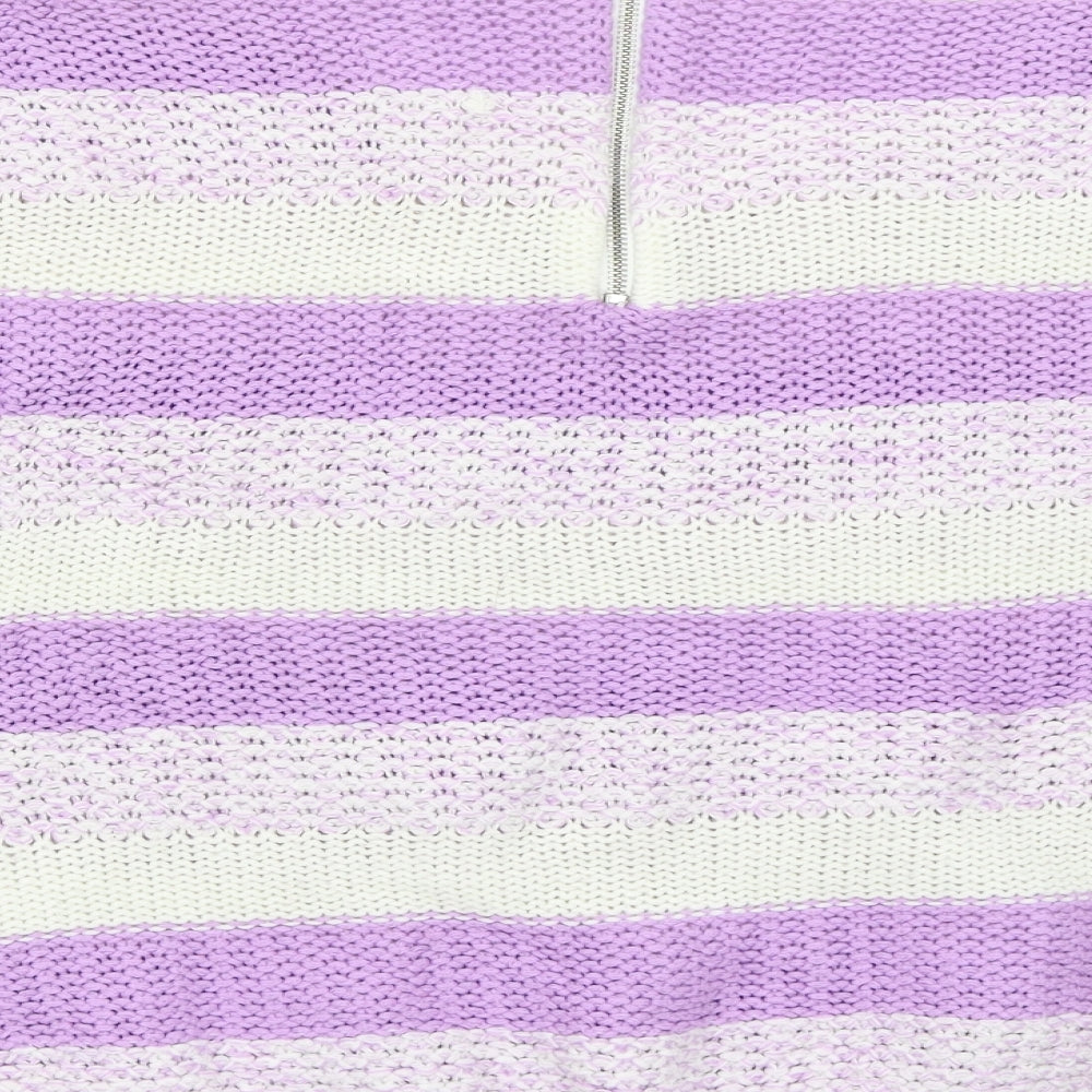 Bonmarché Womens Purple Striped Pullover Jumper Size L