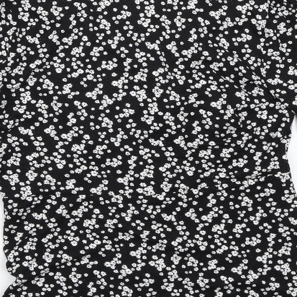 NEXT Womens Black Floral Basic Button-Up Size 10