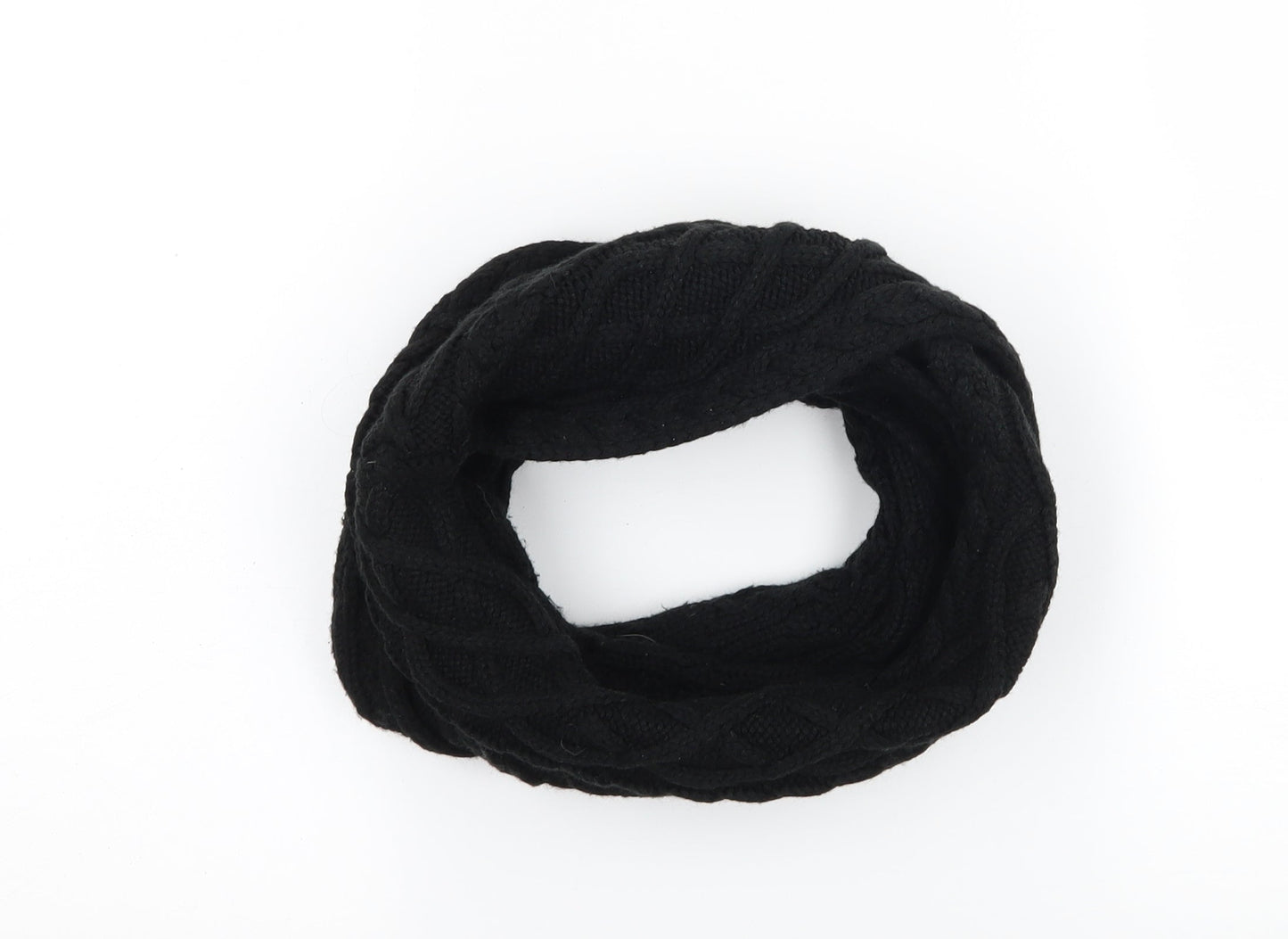 Symfoni Womens Black Knit Scarf - Cable knit