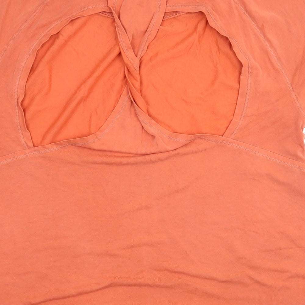 Workour Womens Orange Jersey Basic T-Shirt Size 12 - Cut out back