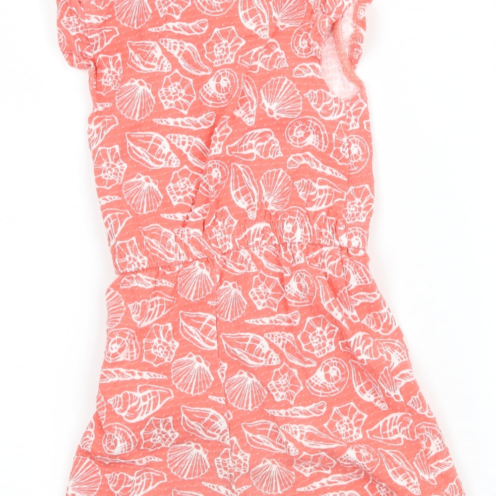 Maine Girls Orange Geometric Jersey Playsuit One-Piece Size 2-3 Years - Shells